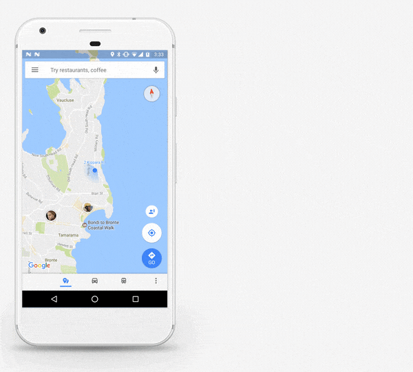 Googleマップ：Share location