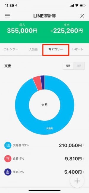 月間で収支の流れを把握できる