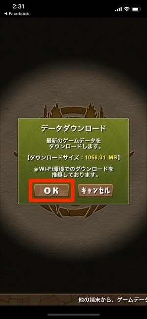 パズドラ　データダウンロード　OK