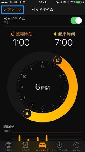 iPhone：ベッドタイム機能