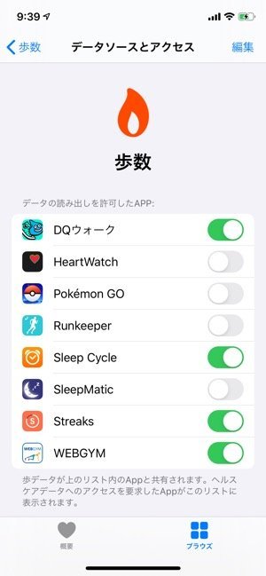 ヘルスケア よく使う項目 歩数