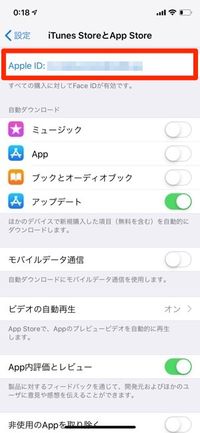 設定　iTunes StoreとApp Store