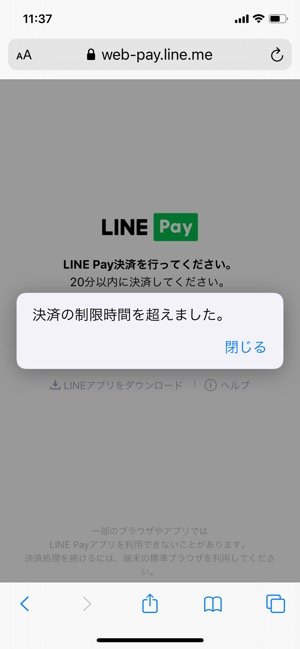 LINE Pay　20分以内に決済する