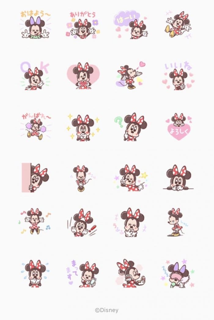 【LINE無料スタンプ】『【8月先行】ミニーマウス（パステル）』が登場、配布期間は無期限