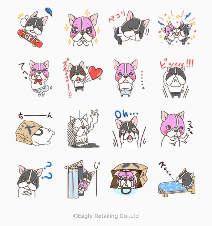 【LINE無料スタンプ】『ブルドッグの　デニー＆ジニー』が登場、配布期間は8月14日まで
