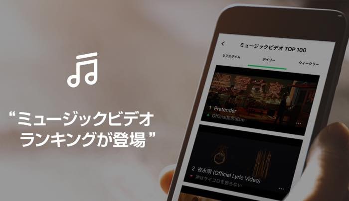 LINE MUSIC、人気MVのトップ100ランキングを公開開始　1時間ごとに更新