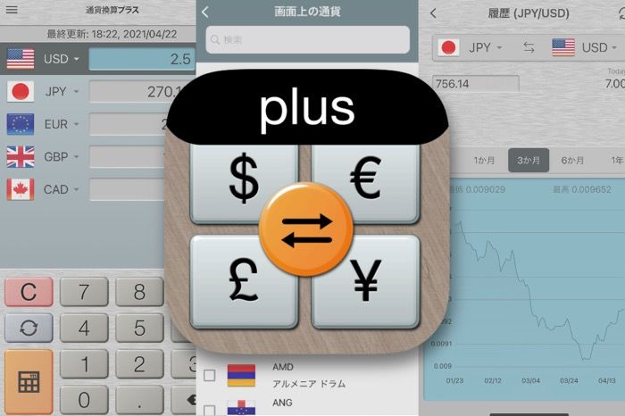 海外旅行やビジネスに最適、世界の通貨を表示できるアプリ「通貨換算プラス」