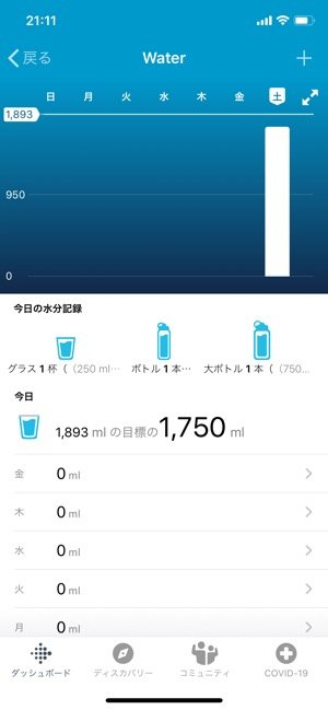 Fitbit　水分補給