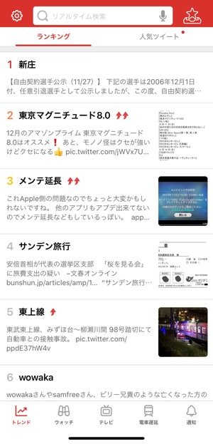 Twitter　トレンド　Yahoo!リアルタイム検索