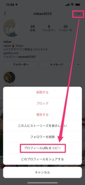 インスタグラム 自分のアカウントurlの出し方 リンクを貼り付けて共有する方法 アプリオ インスタグラム 自分のアカウントurlの出し方 リンクを貼り付けて共有する方法 アプリオ