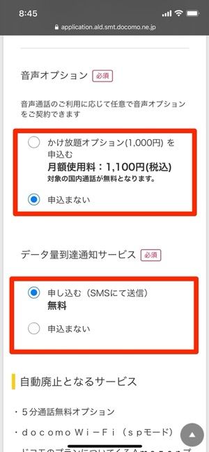 オプションを選択