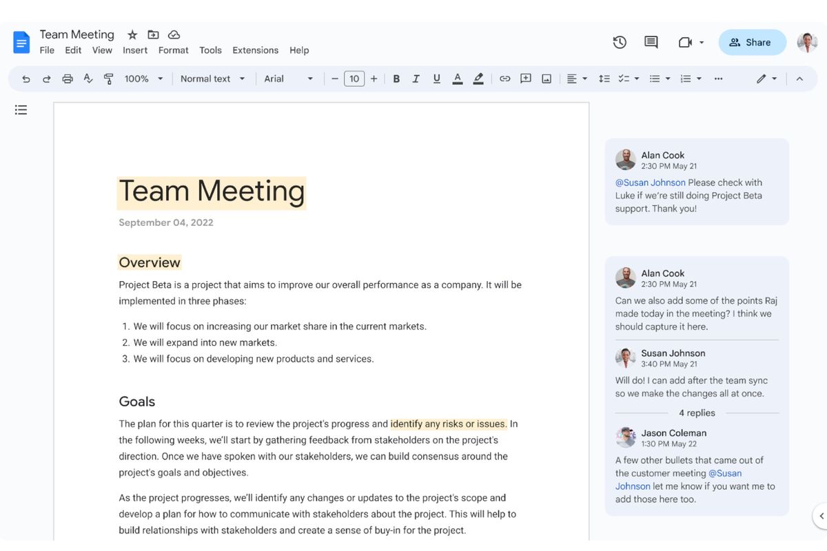  Google、今後のダークモードを含むドキュメント、スプレッドシート、スライドの新しいモバイル機能を発表