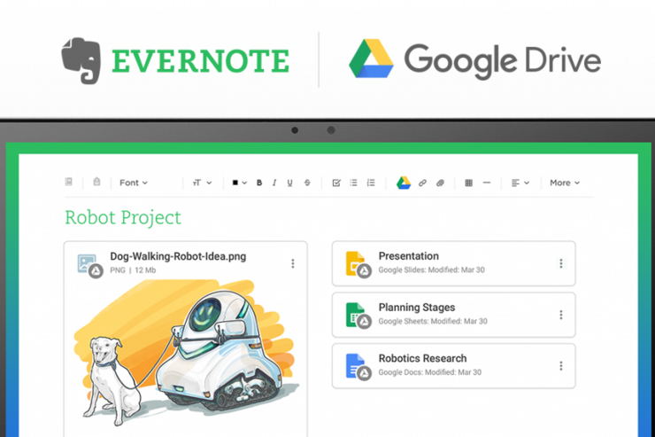 EvernoteがGoogleドライブと連携、ノートへのドライブファイル添付機能を追加