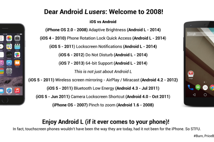 「黙れや」、iOSと最新Androidを比較した「Android Lユーザーの皆さん：ようこそ2008年へ」画像が心にグサッと刺さる