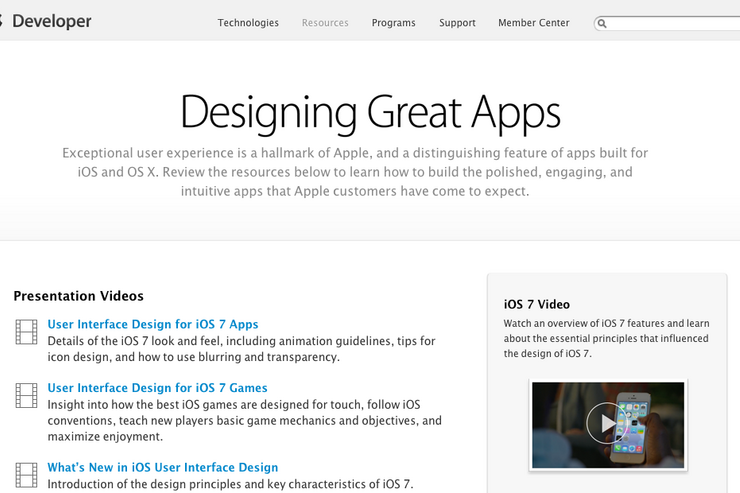Apple、開発者向けガイドをまとめた「Designing Great Apps」を公開