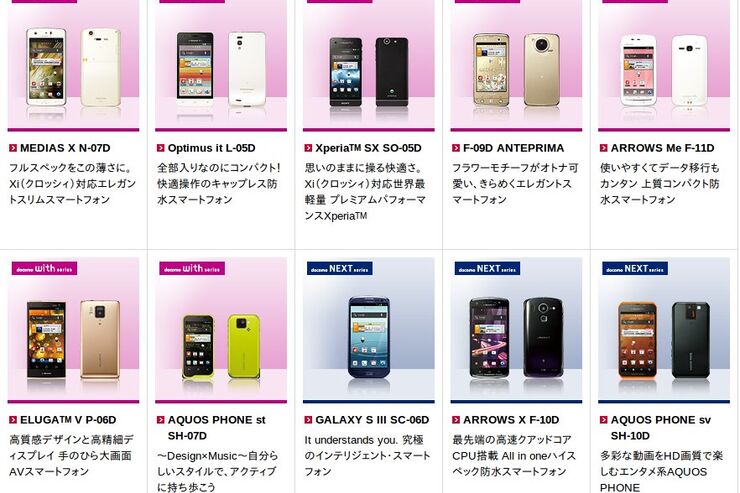 ドコモが2012年夏モデルを発表【更新】