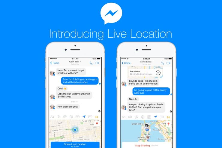 Facebookメッセンジャー、リアルタイムで位置情報を共有する機能を追加