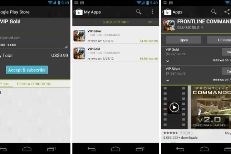 Google Playにアプリ内課金機能「In-app Subscriptions」が追加、月額課金・年額課金が可能に