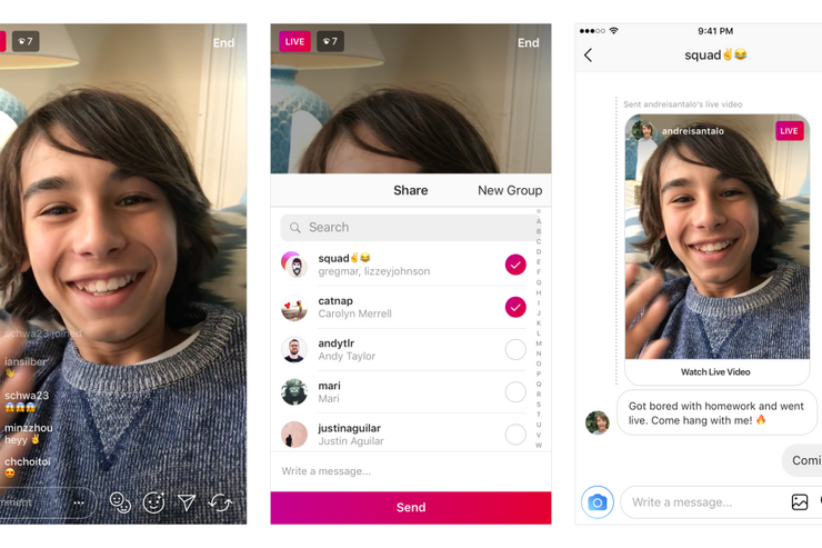 インスタグラム、ライブ動画をダイレクト（DM）を通じてシェア可能に