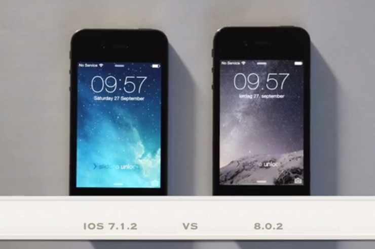 iPhone 4Sはどう動く？ 「iOS 7.1.2」と「iOS 8.0.2」の比較動画