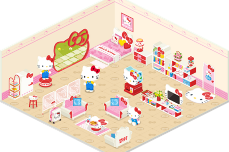 「LINE Play」にハローキティのカスタムルーム・限定アイテムが登場