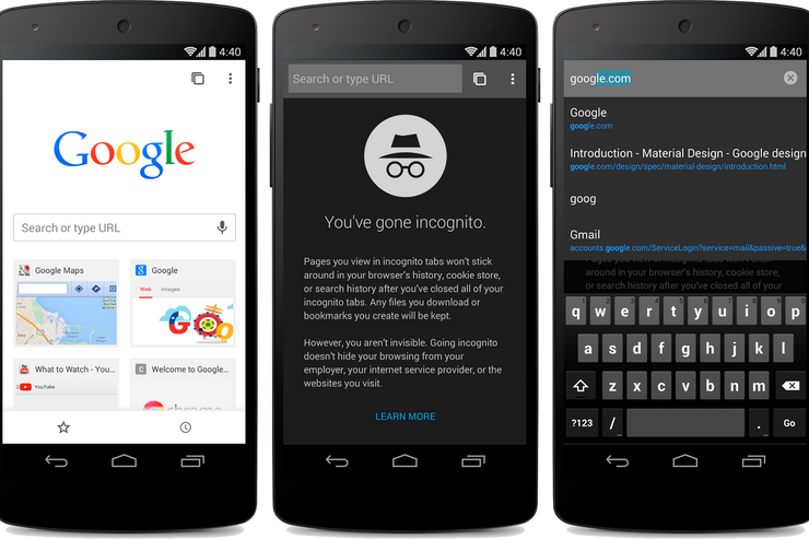 Android版「Chrome Beta」がアップデート、マテリアルデザイン採用