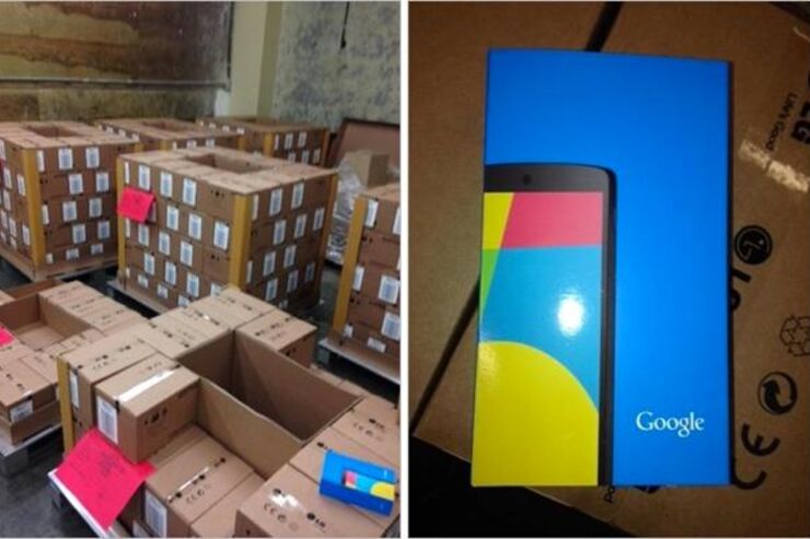 【流出】Googleの最新リファレンス機「Nexus 5」が発売間近、リテール外装箱と大量のダンボールの画像