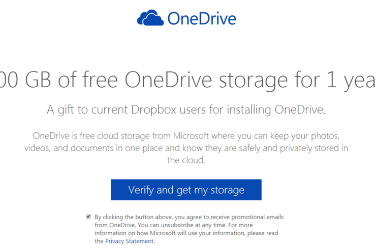 OneDriveの容量が無料で100GBもらえるキャンペーン、Dropboxとの連携で