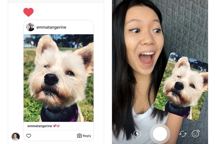 インスタグラム、ダイレクト（DM）の返信で相手の写真をスタンプ化して取り込む機能
