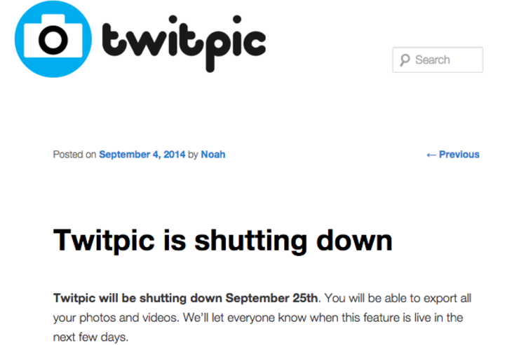 Twitpicがサービス終了へ、Twitter社から法的要求