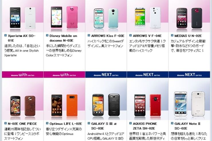 ドコモ スマートフォン2012年冬モデル 人気ランキング 2012.11.6 #Android