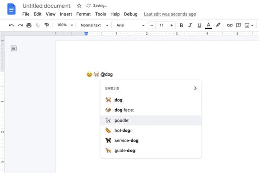 Googleドキュメント、絵文字入力用のショートカットを導入