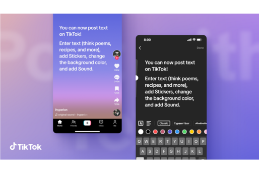 TikTokにテキスト投稿機能が追加　写真や動画を使わないテキスト中心の投稿を作成できる