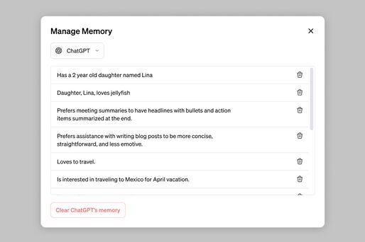ChatGPTに「記憶」が搭載　メモリー機能で過去のチャット内容を覚えられるように