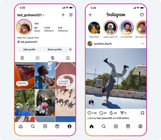 インスタグラム、フィード投稿やリールのリポストが可能に