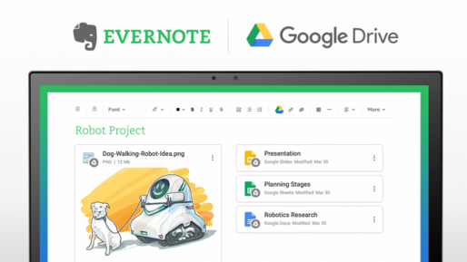 EvernoteがGoogleドライブと連携、ノートへのドライブファイル添付機能を追加