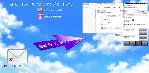 アプリ「SPモードメール バックアップ plus SMS」SPモードメールをGmailに簡単バックアップ #Android
