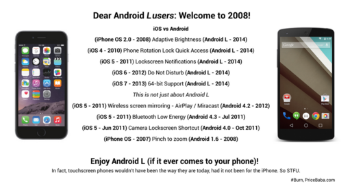 「黙れや」、iOSと最新Androidを比較した「Android Lユーザーの皆さん：ようこそ2008年へ」画像が心にグサッと刺さる