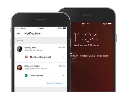 「Googleドライブ」アプリ、ファイル共有したことを通知したりアクセス権を後で付与する機能を実装
