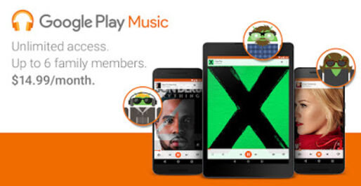 Google Play Musicにファミリープランが追加、月額14.99ドルで6人まで利用可能に