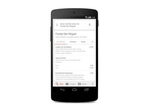 Google、レストランメニューの検索機能を追加
