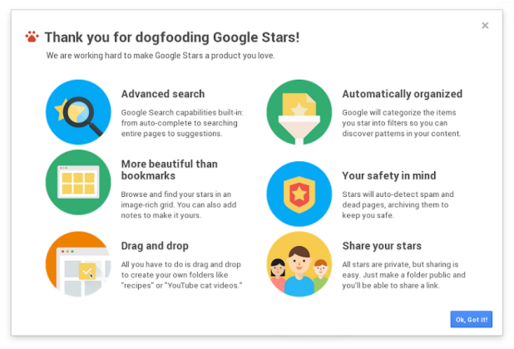 早く使ってみたい、Googleがテスト中の新ブックマークサービス「Google Stars」