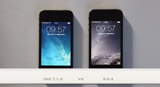 iPhone 4Sはどう動く？ 「iOS 7.1.2」と「iOS 8.0.2」の比較動画