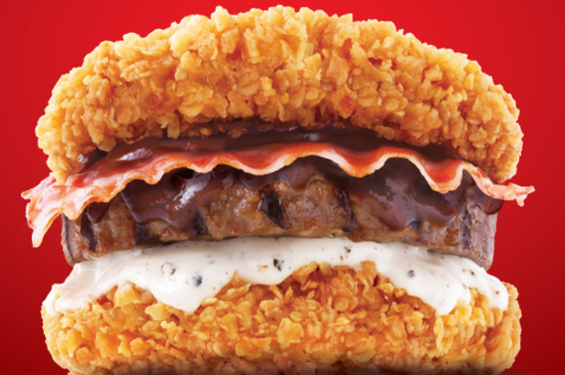 オール肉ハンバーガー、韓国KFCがフライドチキンでパティを挟んだ「Zinger Double Down King」を発売し話題に