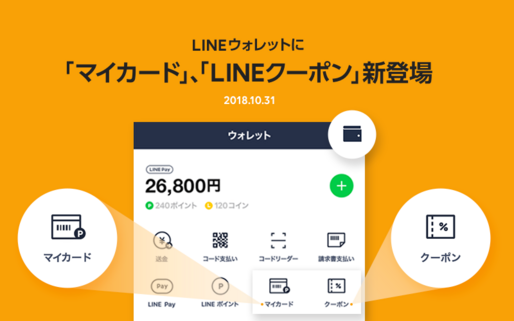 LINEに「クーポン」「マイカード」機能が追加、国内メジャーブランドのクーポンやポイントカードをまとめて閲覧・管理