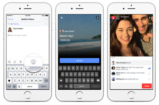 Facebookで実況、動画のライブ配信機能が一般公開　写真・ビデオのコラージュ投稿も可能に