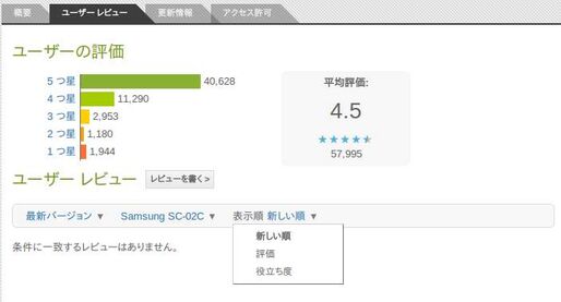 Android Market、ユーザーレビューのフィルタリング機能追加