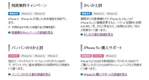 ソフトバンク、iPhone 5s/5c向けの新キャンペーンを公表