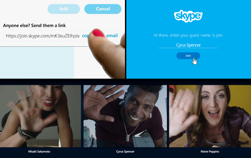 Skype、リンクを送るだけで非Skypeユーザーも会話に招待できる機能