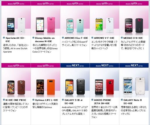 ドコモ スマートフォン2012年冬モデル 人気ランキング 2013.1.13 #Android